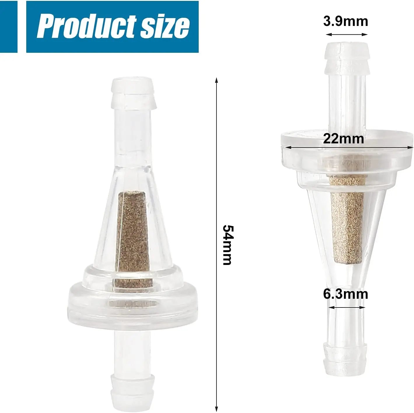 Inline Fuel Filter 1/4 Inch Slim - Size Reference - Dirt Bike ATV UTV Snowmobile - AM-14SLIM - Duff Moto MFG
