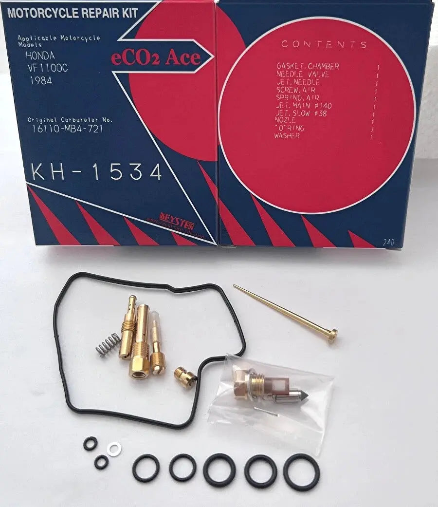 Keyster KH-1534 four carburetor rebuild kit set for 1983-1986 Honda VF1100C V65 Magna