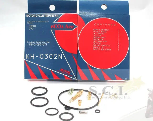 Keyster KH-0302N Honda C70 Passport Keyster Carburetor Rebuild Repair Kit 1982-1983